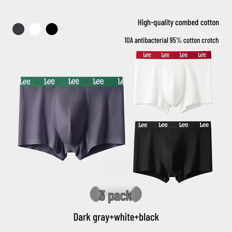LEE Men's Combed Cotton Antibacterial Boxer Briefs 3-Pack