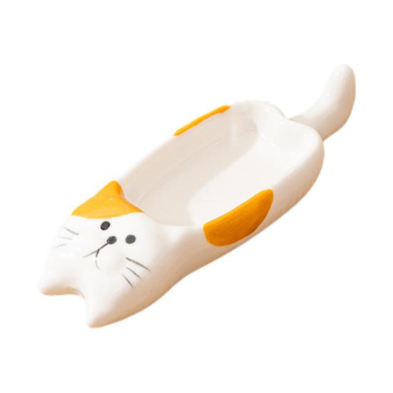 Soy Sauce Dish Cat-Shaped Mini Dipping Bowl Cute Ceramic Plate for Oil Salt Vinegar Sushi Butter Chili Jam Condiments Appetizers