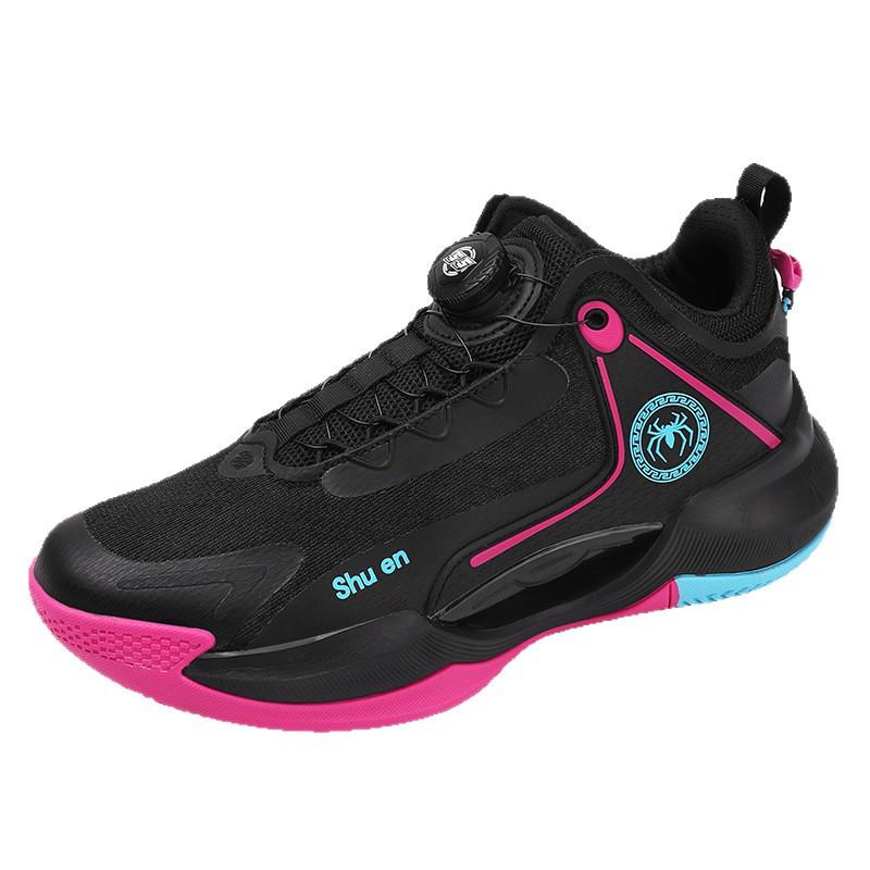 Unisex Luminous Low-Top Basketball Shoes with Rotary Buckle, Wear-Resistant Mesh Upper, Ideal for Spring and Summer Training.