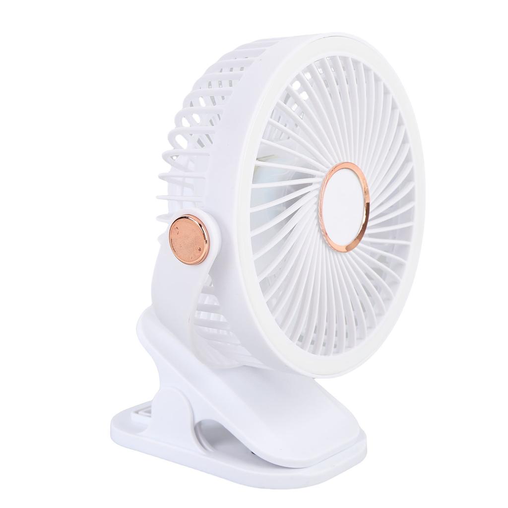 Small Desk Fan with Clamp 5 Speed Settings 3 Brightness Levels 720 Degree Rotation Rechargeable Office Desk Fan Light