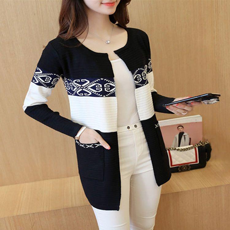 

Корейский стиль осень зима женский свитер кардиган повседневный длинный рукав вязаное пальто ретро куртка элегантная одежда джемпер S чёрный