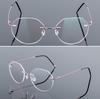 Foldable Leg Geometric Myopia Glasses Metal No-Rim 1.61 index Anti-blue Light Rx Spectacles 0 -0.5 -0.75 To -6