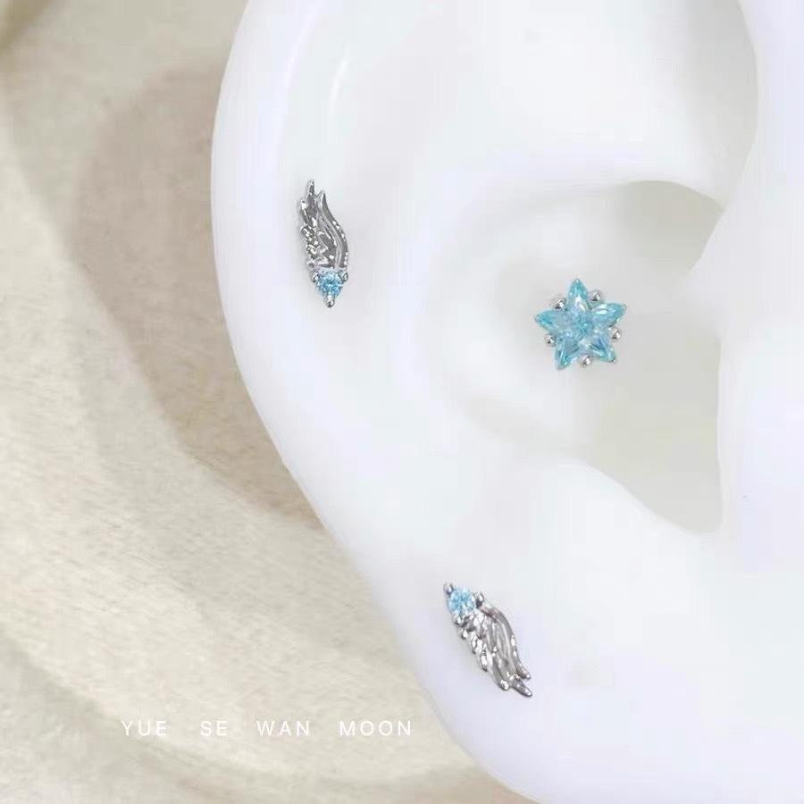 Maldives Blue Ice Shard Mini Wing Ear Studs: Exquisite and Versatile Earrings.