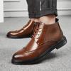 High top men's leather shoes Retro and high-quality styles Fashion party Outdoor leisure street Boots Autumn and Winter