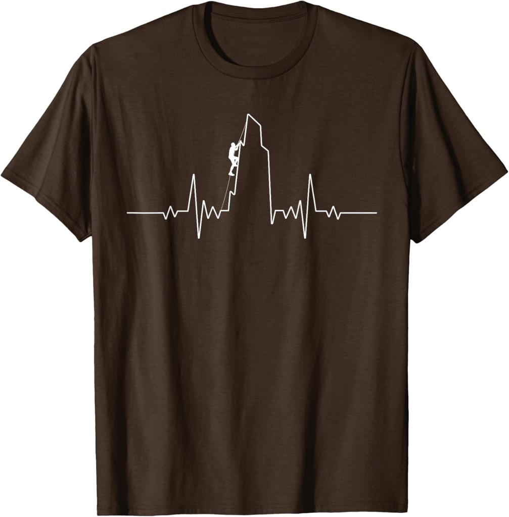 Klippklättring EKG Hjärtrytm Bergsbestigare Grafisk T-shirt Andningsbar Kortärmad T-shirt för Män Kvinnor