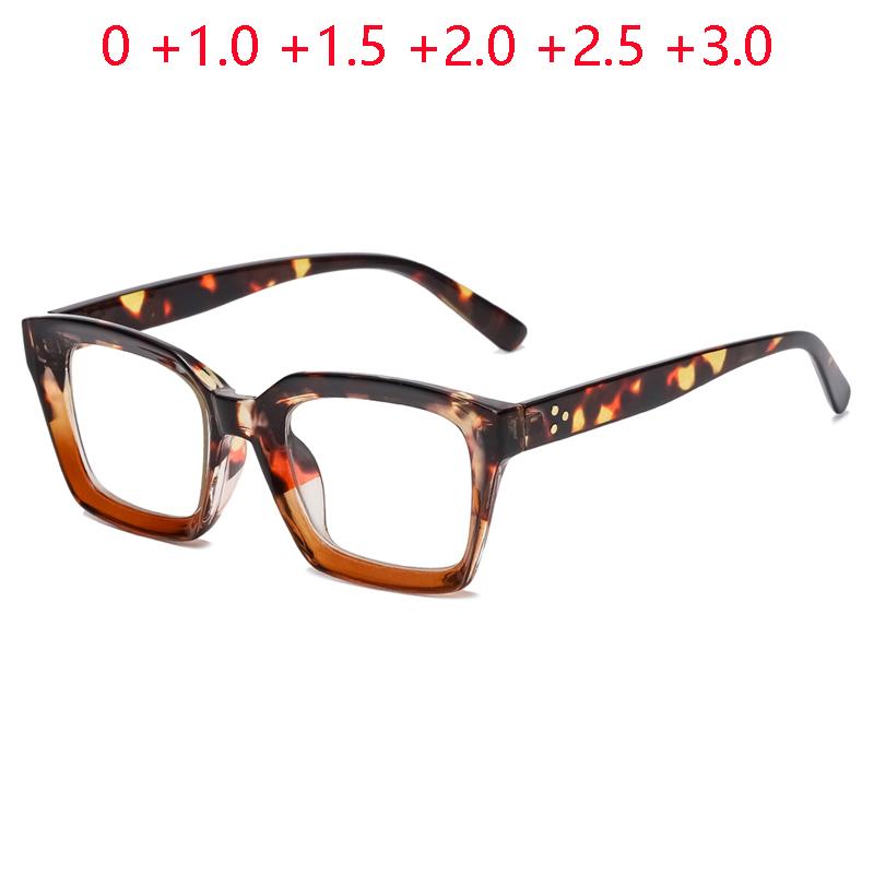 0 +1.0 +1.5 +2.0 +2.5 +3.0 Leopard Frame Square Reading Eyeglasses Women Men Blue Light Blocking Presbyopic Eyeglasses Magnifier