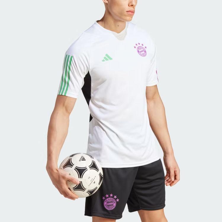 Adidas Fc Bayern Tiro 23 Training Jersey Color Block V-Neck Short Sleeve Football Shirt Men Tops White IB1522