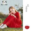 CHANZUIGOU Girls' Red Festive Long-Sleeve A-Line Dress