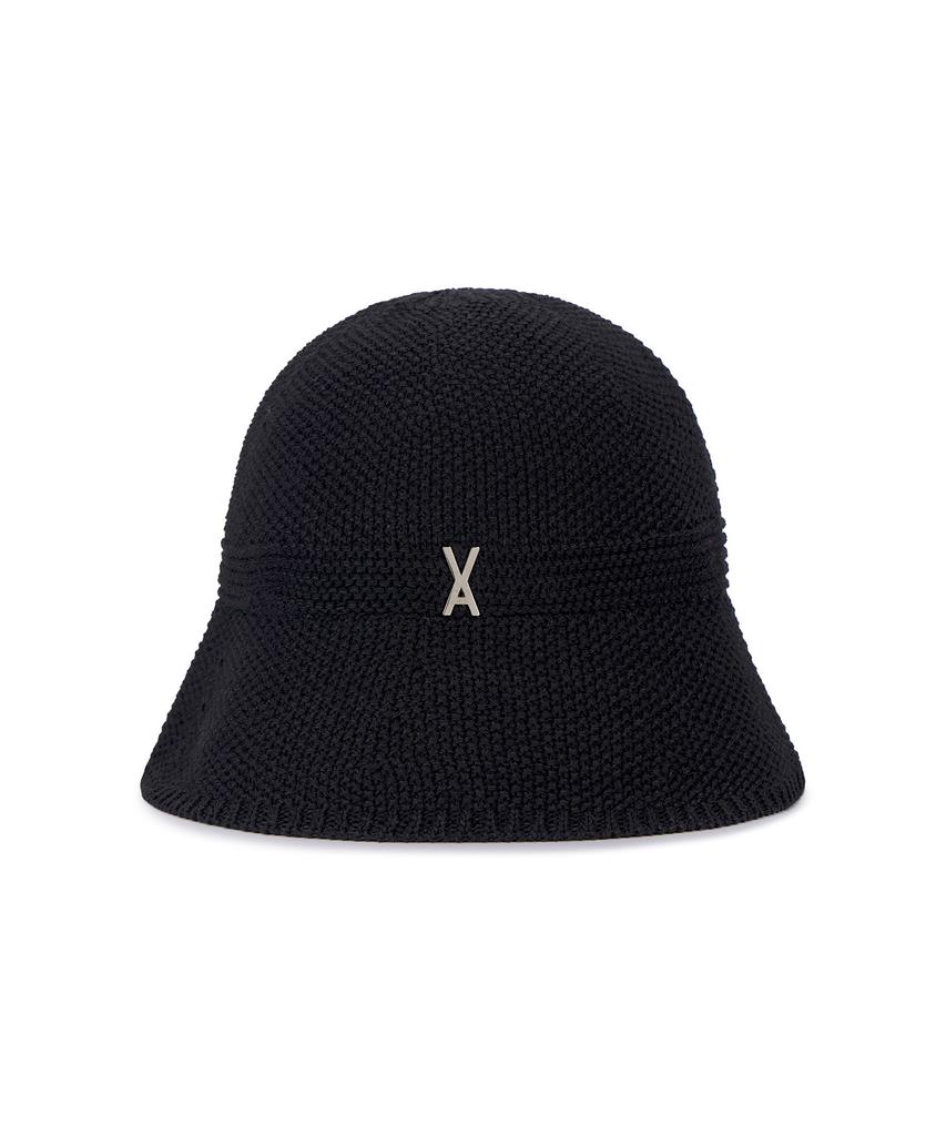 Bajal Studded Logo Summer Knit Bucket Hat Black