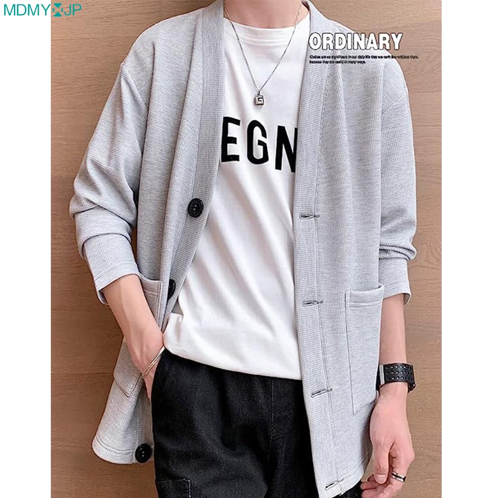 MDMYXJP Autumn Solid Comfortable Plus Sizes MD300 Men's Cardigan, Jacket, V-Neck, Japanese-Style Cardigan, Color, Stylish, Sweater, Available, Spring,