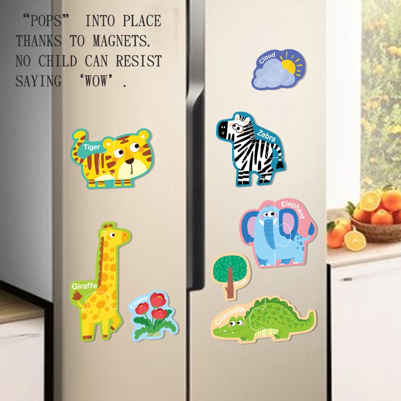 Montessori Magnetic Puzzles Toy Early Education Alphanumeric Learning 8 Themes Fridge Magnets Educational Toys For 3-6 Years Old