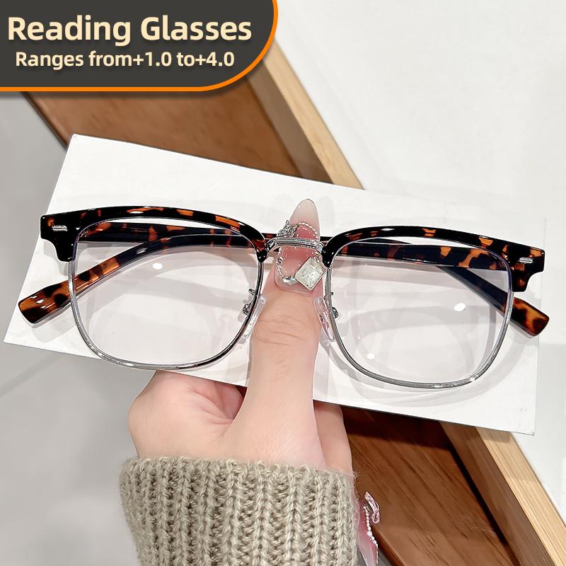 

The New Photosensitive Color-changing Reading Glasses Are Retro Half-Frame Eyebrow Reading Glasses For Men 150 леопардовый