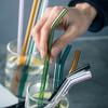 50Pcs/lot Colorful Glass Straw Reusable Drinking Straws Set with Cleaning Brush Wine Cocktail Glass for Party Favors Bar Drinks