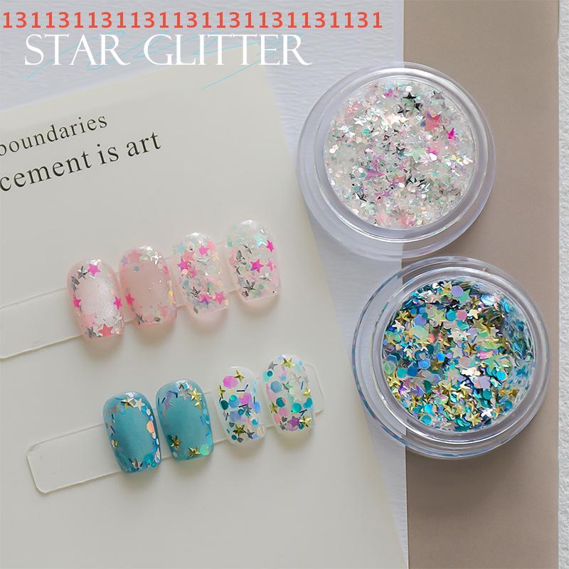 1Box For Nail Art Nail Charm Decoration Accessories Nail Art Cute Star Shape Colour Holographic Laser Nail Glitter