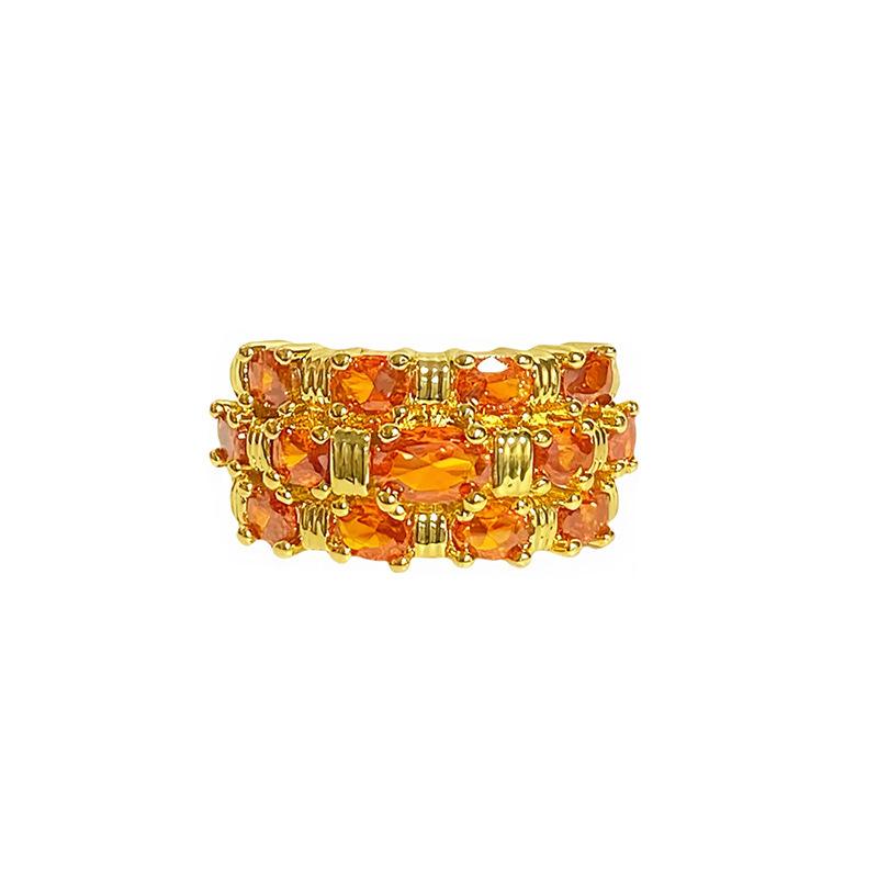 French Court Medieval Light Luxury Colored Treasure Red Zir*****Pen Ring Fashion Niche Light Luxury High-End Ring Woman