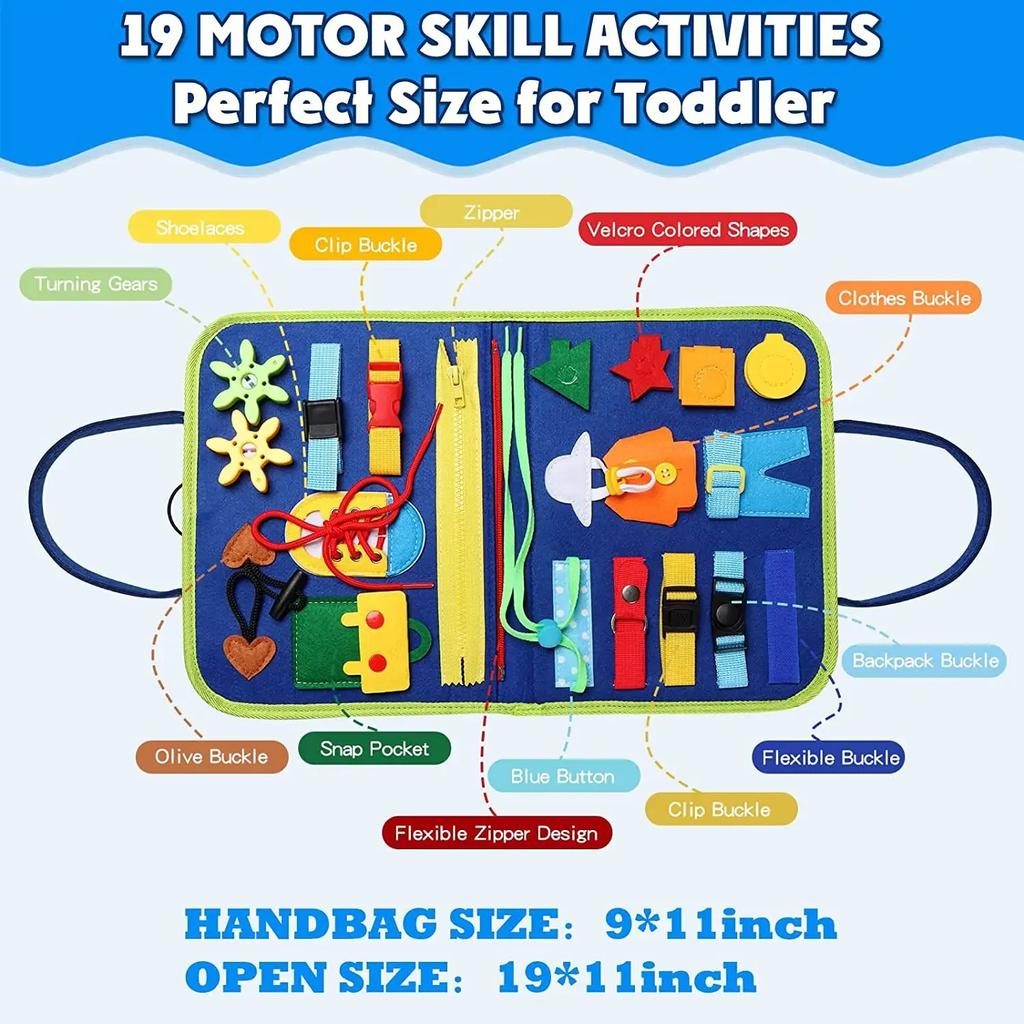 Kids Montessori Suitcase Toys Educational Learning Buckle Training Essential Baby Busy Board Sensory Intelligence Developing
