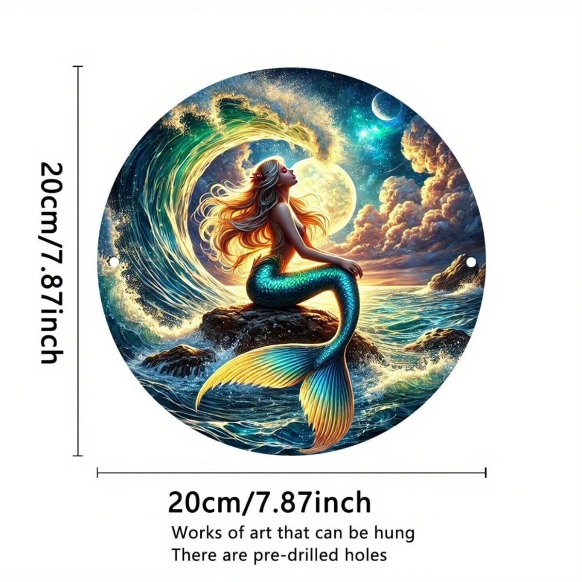 

**Metal Mermaid Ocean Wall Art, Red Hair Fantasy Seascape Tin Sign, Home Decor** 20x20 разноцветный