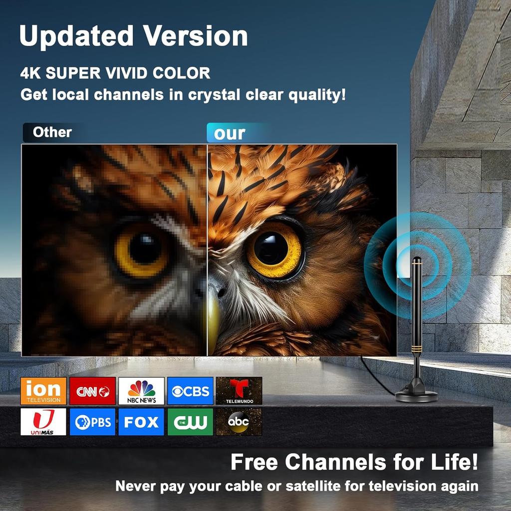 TV Antenna Indoor Antenna for Smart TV for Long Range Reception and All Smart TVs HD Digital Antenna with Amplifier Signal Booster for Local Channels