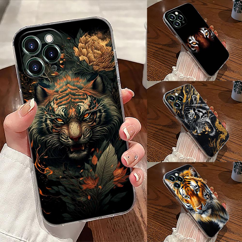Tiger Animals Transparent Case For Apple iPhone 17 16 15 14 13 12 11 Pro Max 16 Plus 16E 17Air 17Pro Phone Cover Silicone Funda