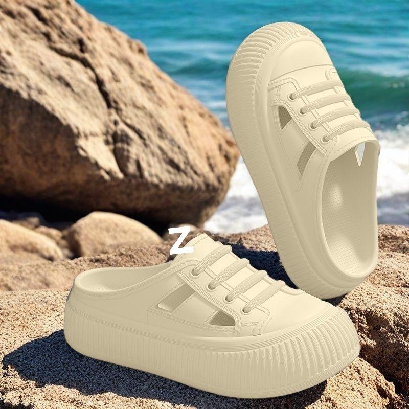 Baotou Slippers Women's Summer Thick-soled Fashion Trendy Models Wear Non-slip and Soft Beach Cool Slippers with One Foot and Half Towing