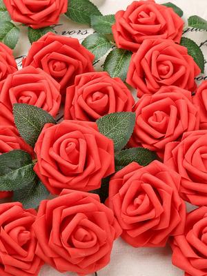 30Pcs Foam Roses Artificial Roses with Stems 8cm Roses Flowers for Bridal Showers Wedding Centerpieces Party Table Decoration