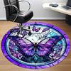 1pc Butterfly Stained Glass Carpet for Office Non-Slip, Round Carpet, Soft & Comfortable, Carpet for Office, Lightweight Round Floor Mat
