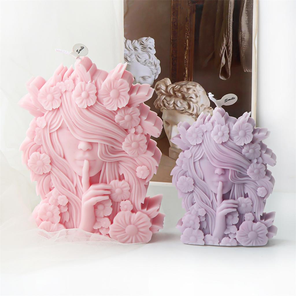 Beautiful Flower Girl Shaped Silicone Mold Unique Floral Girls Candle Crafting Mold Silicone Mold for Artistic Crafters