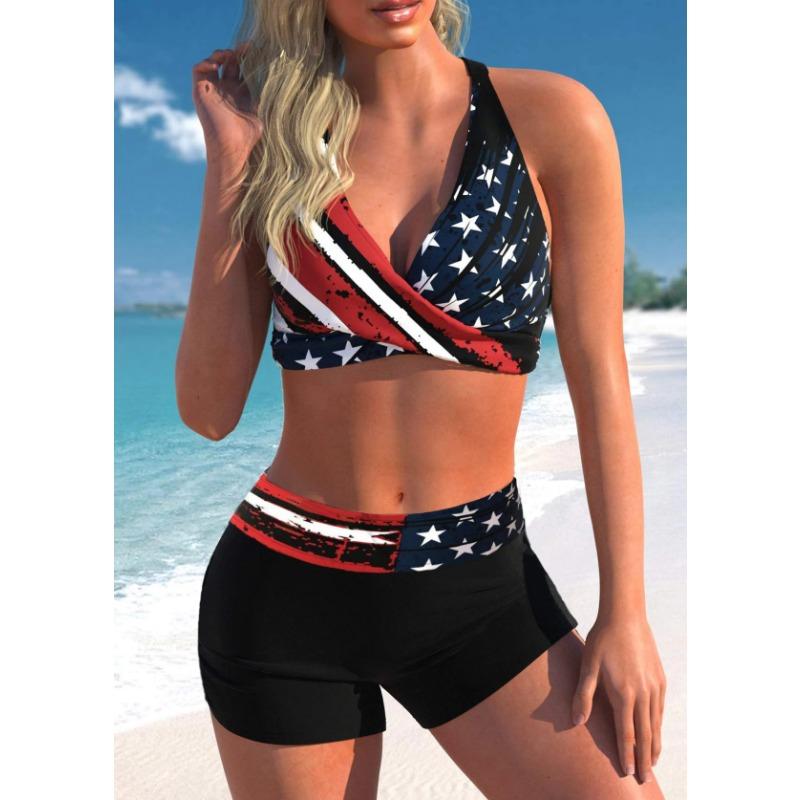 Women's Fashion Two Piece Swimwear Summer Beach Monokini Sexy Swimwear Bikini Set Printed Swimwear