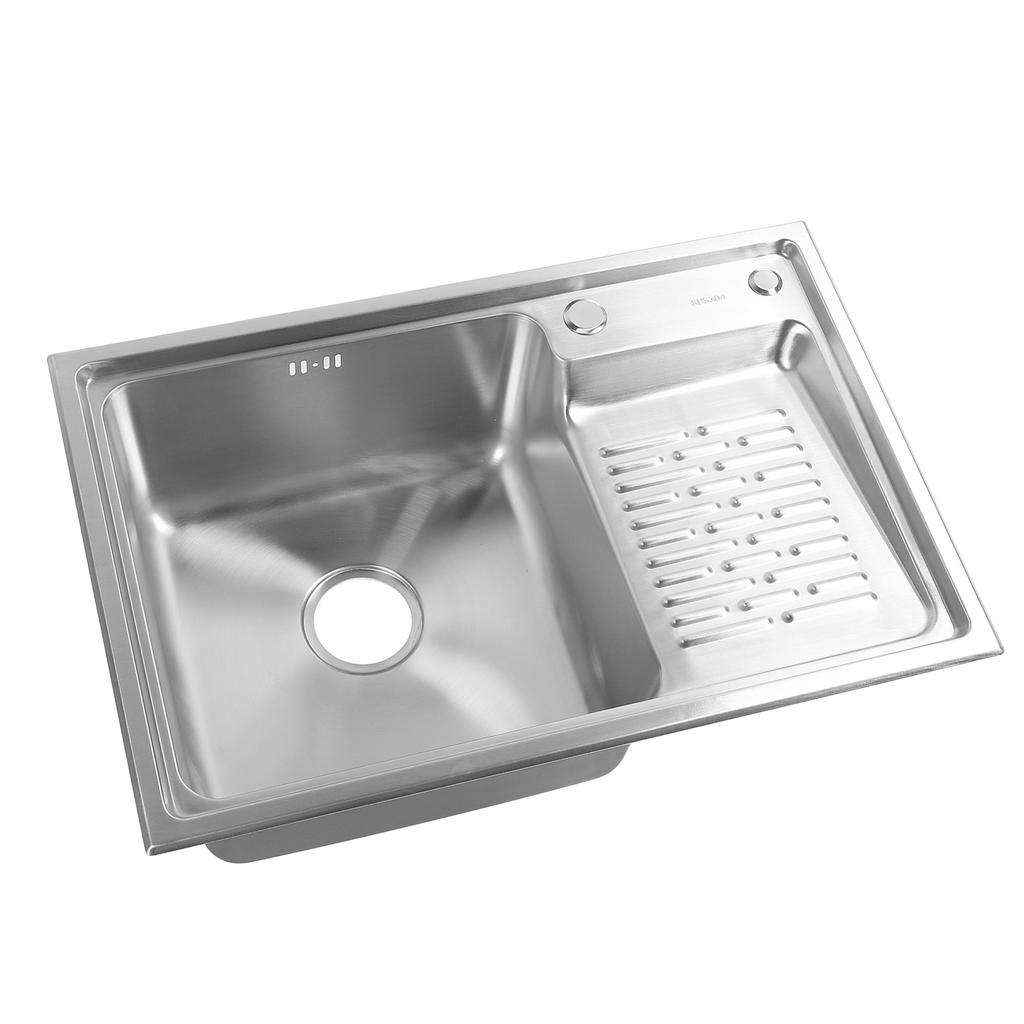 Top Mount Sink 304 Stainless Steel Drop In Sink Single Bowl Basin with Washboard Laundry Utility