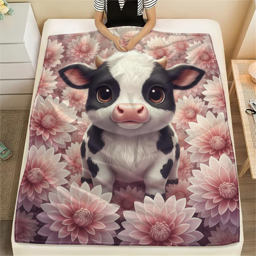 1 ks Flanelová deka s kresleným potiskem, Vysoce kvalitní, Pohodlná pro všechna roční období, Domácí dekorace, Teplo a pohodlí, Perfektní jako vánoční dárek k narozeninám