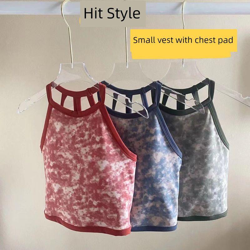 With Chest Pad Export Tie-Dye Hollow-out Beauty Back Yoga Clothes Vest-Style Running Shockproof Sports Intimates Gym Top