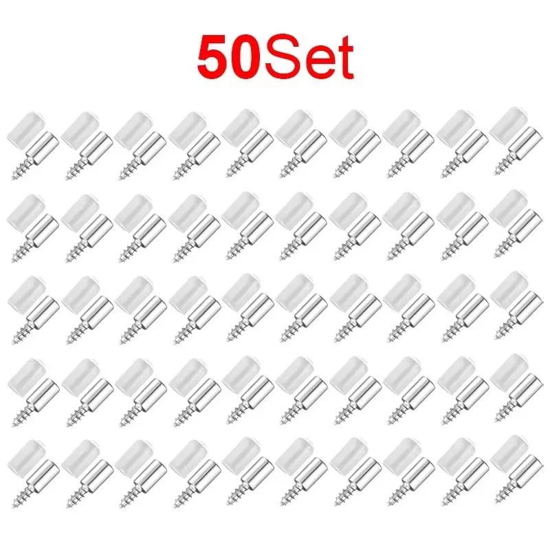 

50Set Cross Self-tapping Screw with Rubber Sleeve Laminate Support Home Wardrobe Cabinet Glass Hard Nonslip Partition Nails