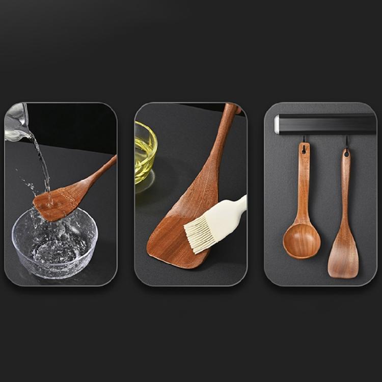 2 Pack Long Handle Wood Cooking Utensils Wood Spatulas Flat Turner Frying Spatula Wood Texture for Seamlesses Cooking