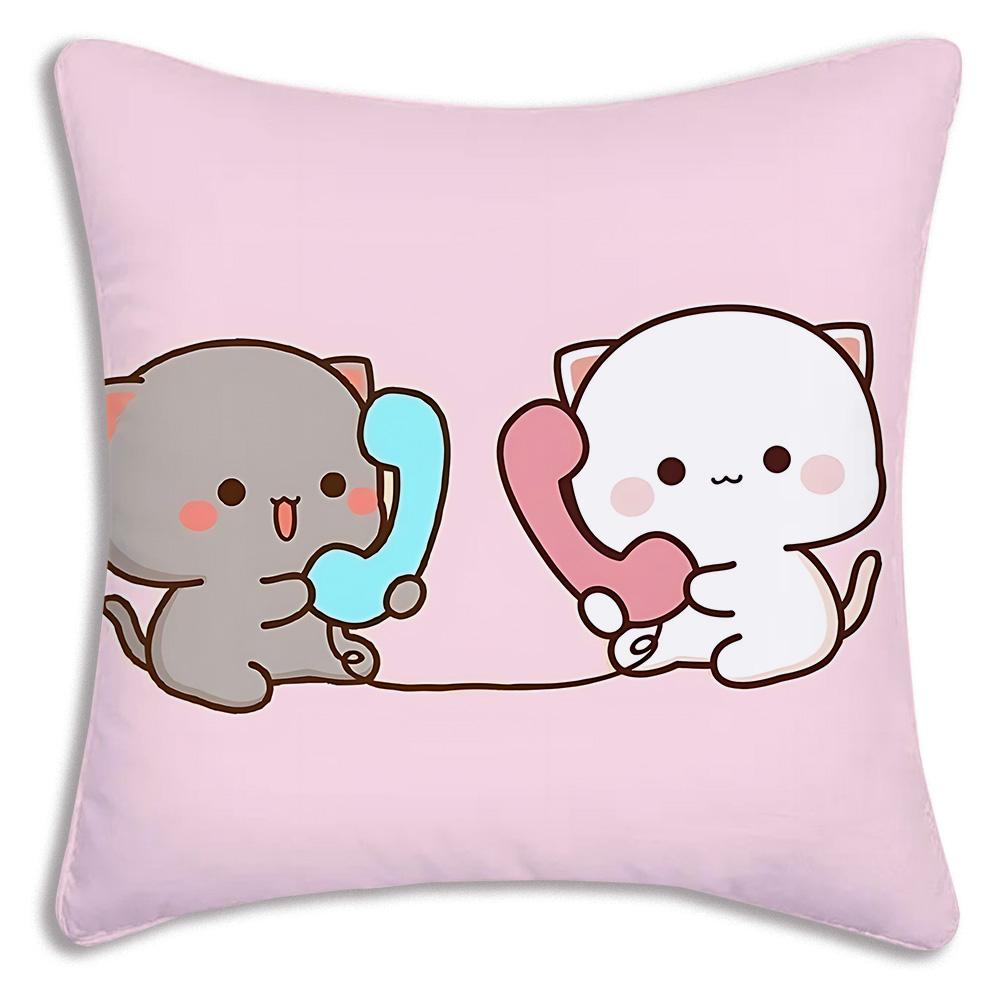 Cute PeachS And G-GomaS Pillow Covers Cartoon Sofa Decorative Home Double-sided Printing Short Plush Cute Cushion Cover