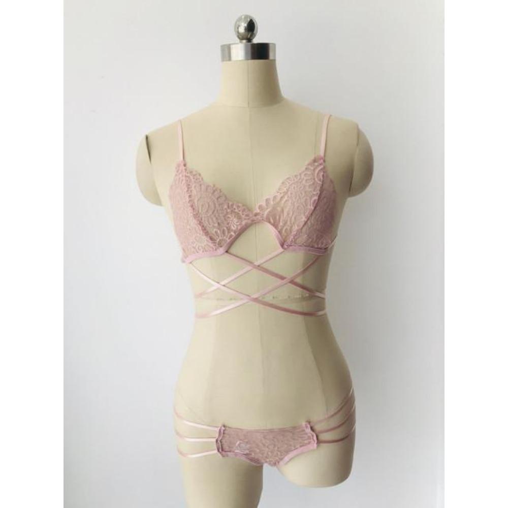 Sexy Lingerie Sets Lace See Through Bra Panties Erotic Hollow Out Bandage Underwear Porno Sex Adult Costume Women Clothes