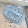 Multifunctional Plaid/Polka Dot Patterns Storage Bag Large Capacity Portable Makeup Bag Double Zipper Pencil Pouch