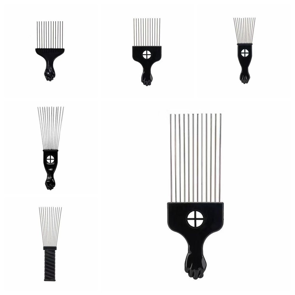 Professional Afro Metal Comb Black Fist American Pick Hair Combs African Hair Pik Comb Brush  Salon