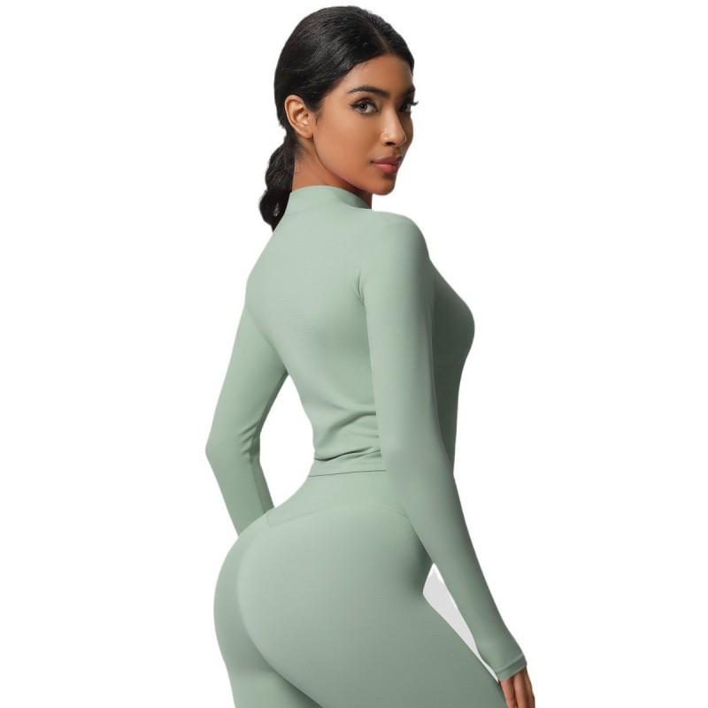 Womens Seamless Fit Quick-Dry Zip-Up Athletic Jacket Yoga Running Gym Workout
