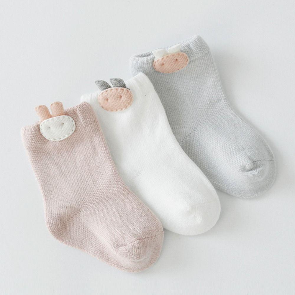 3Pairs Strawberry Baby Cotton Socks Rabbit Newborn Cartoon Socks Toddle Short Tube Socks  Toddle