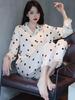 Women's Mulberry Silk Polka Dot Pajamas - Long-Sleeved, Lightweight Loungewear for Spring, Summer, and Autumn 2023.