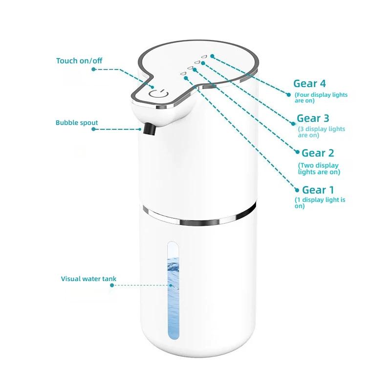 350ml Automatic Soap Dispenser Touchless Foaming Soap Dispenser USB Rechargeable Electric 4 Level Adjustable Foam Soap Dispenser