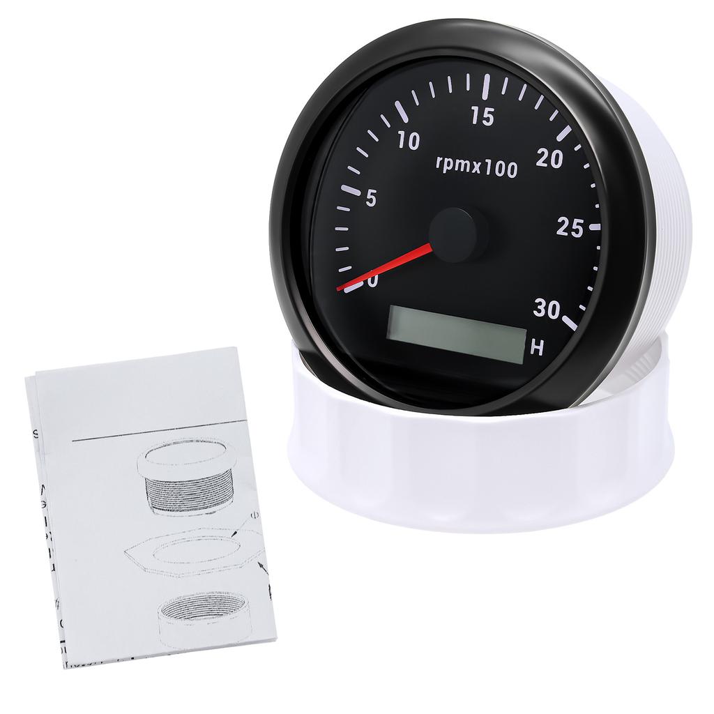85mm Diesel Engine Tachometer With LCD Hourmeter 7 Color Backlight Tacho Gauge 3000 4000 6000 RPM For Marine Boat Car 12V/24V