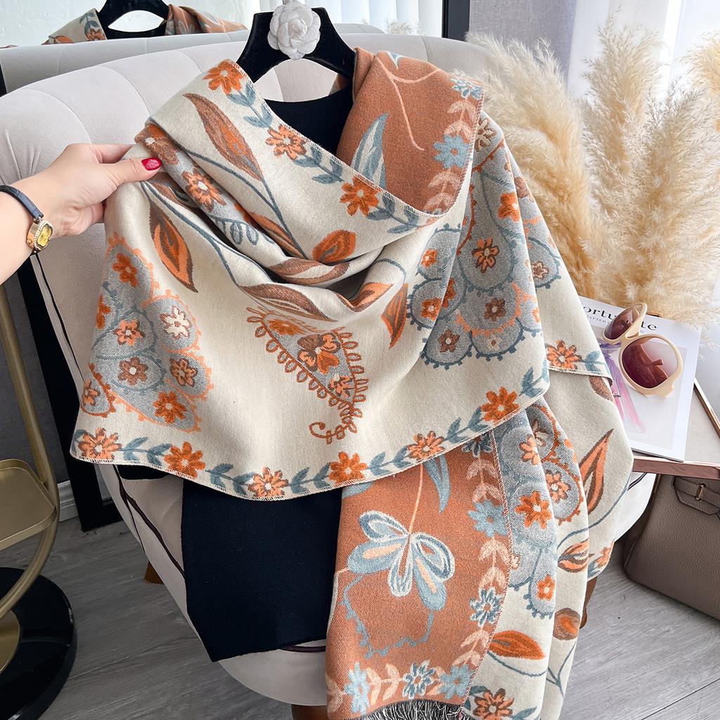 Women Thicken Luxury Winter Paisley Two-Sided Cashmere Jacquard Scarves High Quality Wrap Shawl Ladies Wool Pashmina Scarf