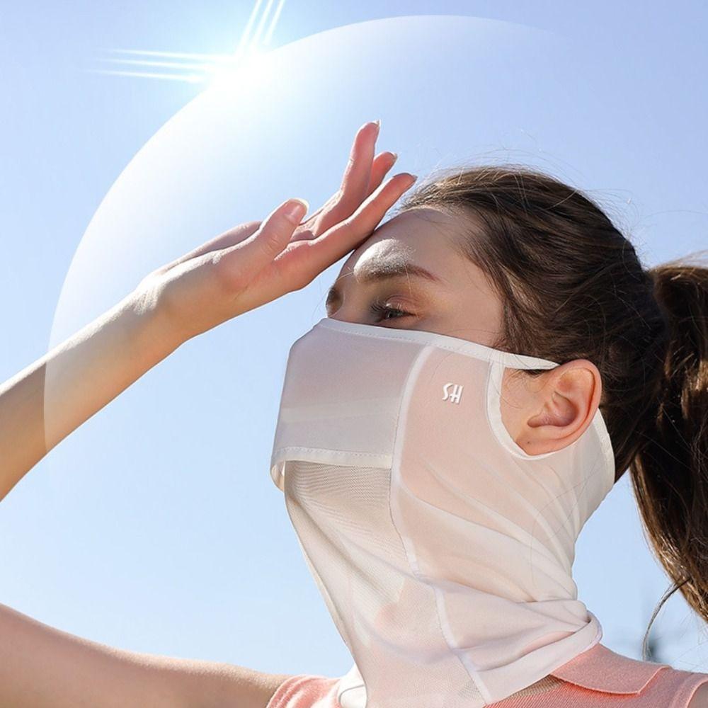 Summer Uv Protect Sun Proof Face Scarf Neckline Mask Ice Silk Bib Face Mask