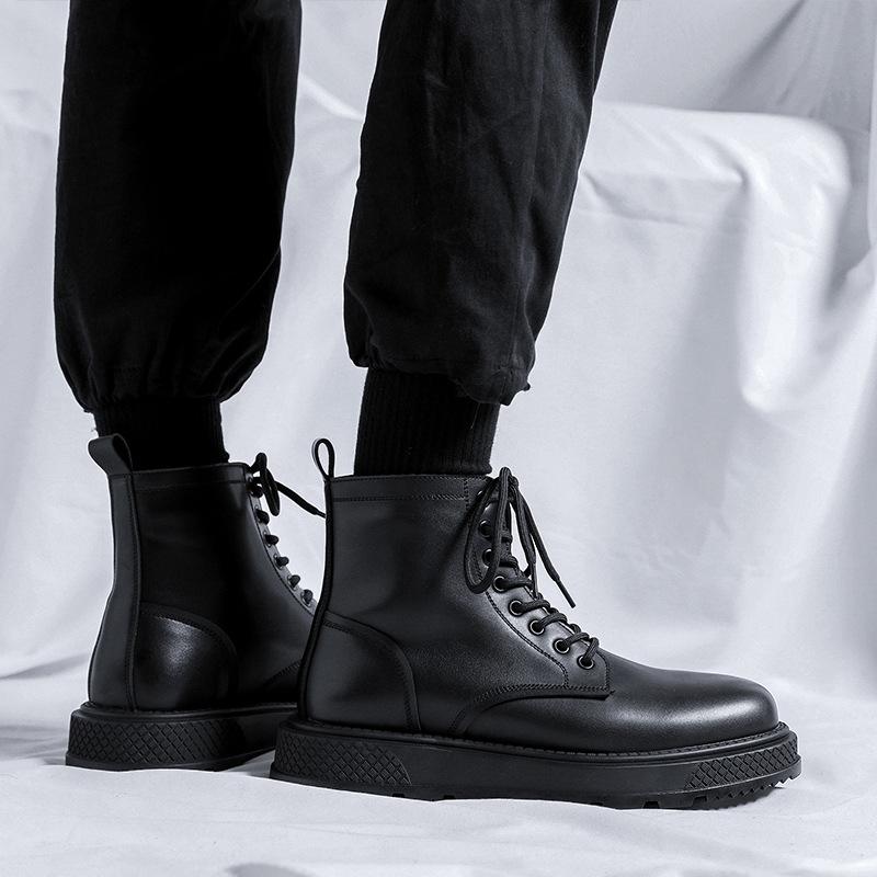 men luxury fashion motorcycle boots  designer shoes party nightclub dress cowboy genuine leather boot platform ankle botas