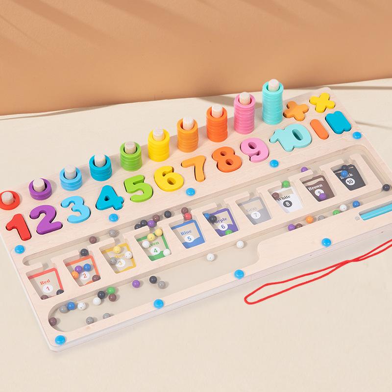 Cpc Ce Children'S Wooden Color Classification Magnetic Counting Bead Shifting Magnetic Pen Drifting Early Education Toys