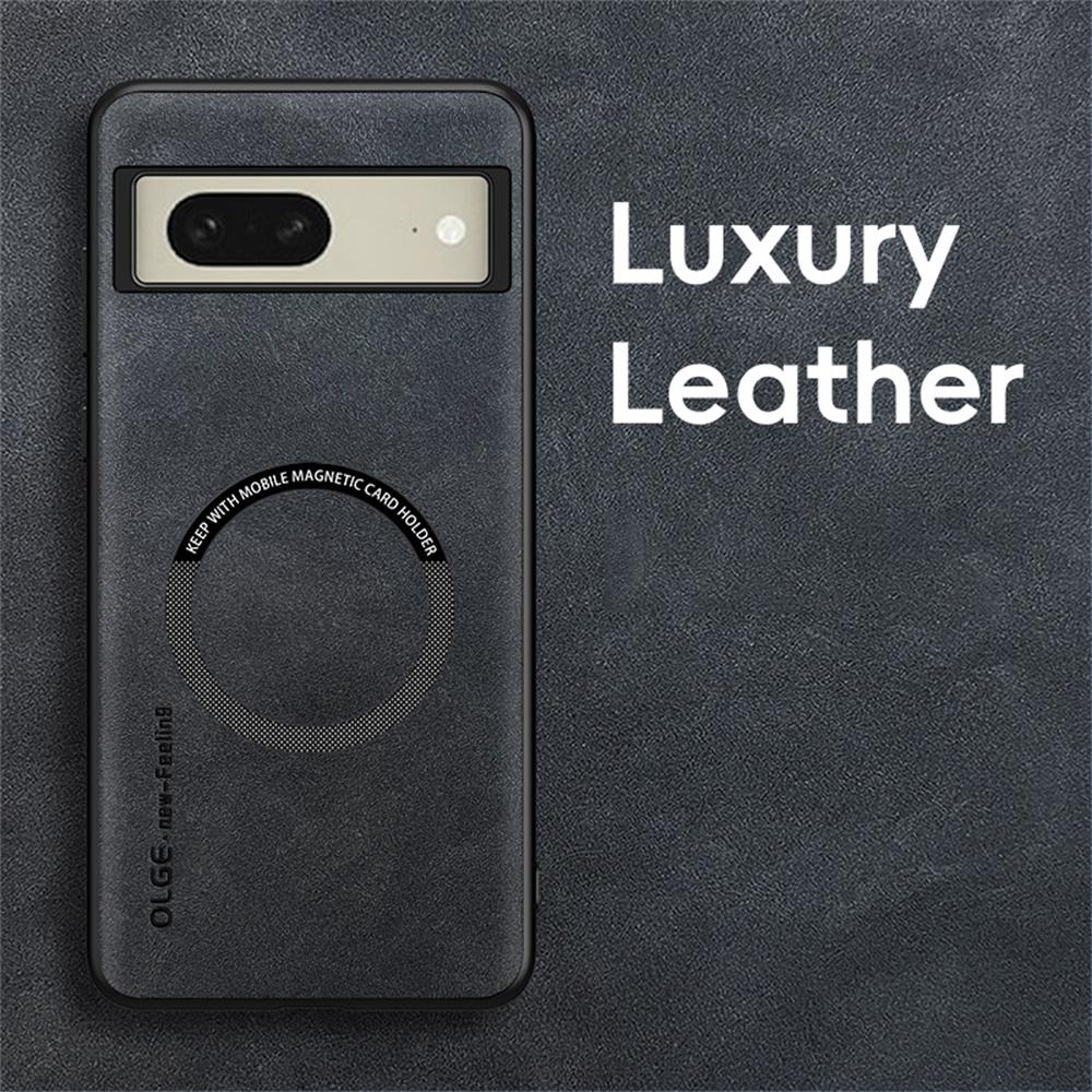 

WANLONFENG YBP Series For Google Pixel 8 Magnetic Case with Tempered Glass Film PU Leather+TPU Phone Cover Large Cutout Blue