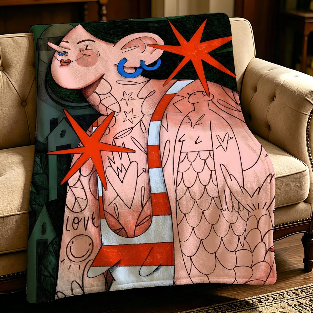 Artist M-Malen Pazos-s Throw Thick Comfort Flannel Quilt, Multi-scene Use Indoor Outdoor Daily Nap