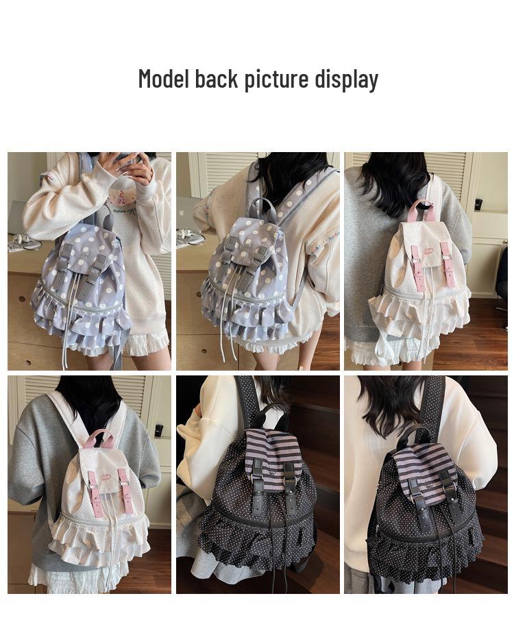 Plecak w kropki w stylu koreańskim 2025: Prosta, wszechstronna torba na ramię z klapką na uczelnię