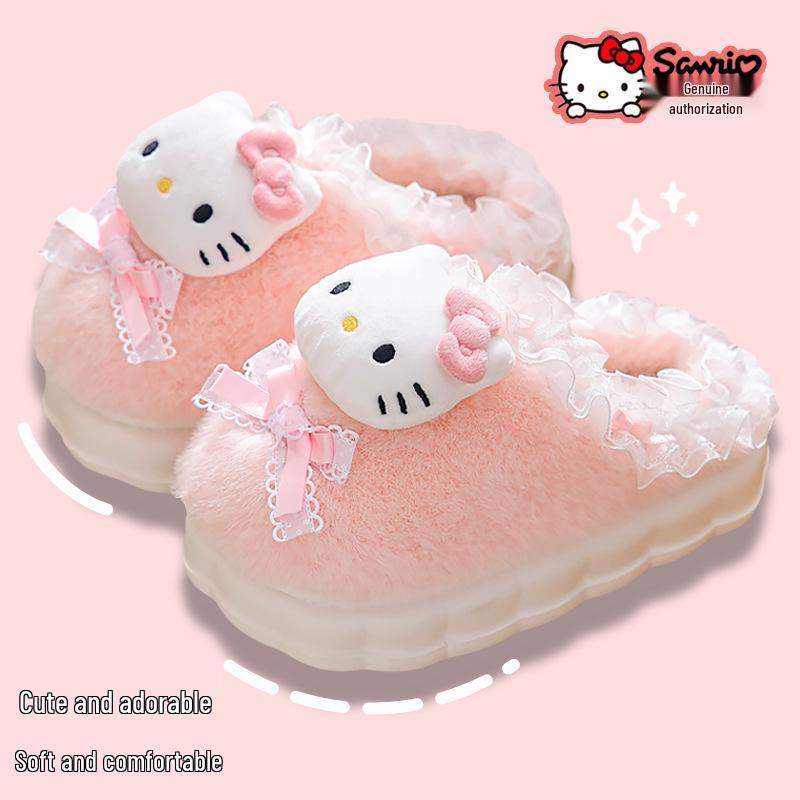Sanrio Kuromi Girls' Winter Plush Slippers – Cute, Warm Cotton Indoor Footwear